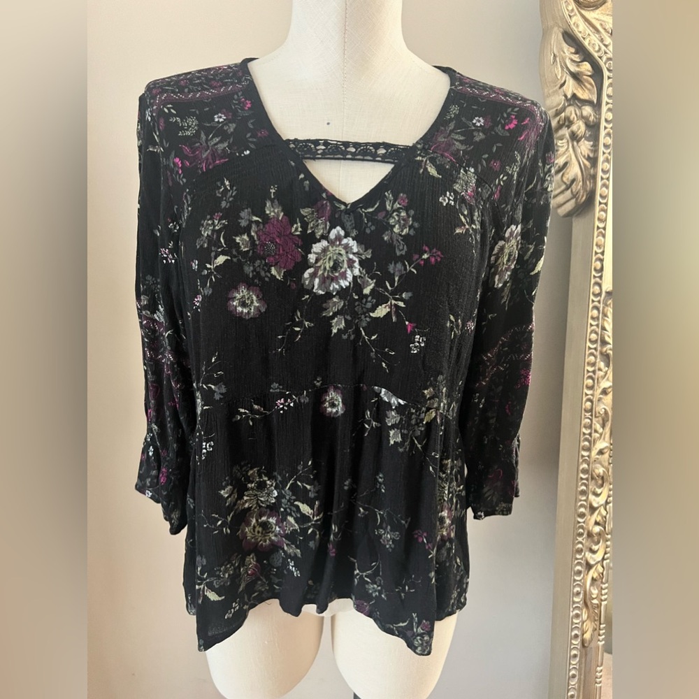 Black Floral Blouse